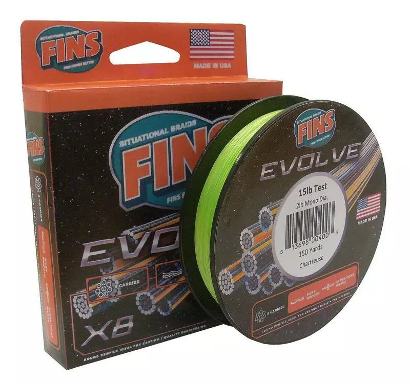 FINS EVOLVE X8 BRAID LINE 300yds CHARTREUSE - 65lb 1 FINS EVOLVE X8 BRAID LINE 300yds CHARTREUSE - 65lb
