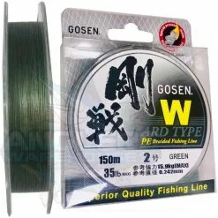 GOSEN 4 PLY W HARD TYPE CASTING BRAID LINE 150m GREEN - PE 2.0 - 35lb