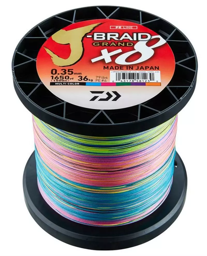 DAIWA J BRAID GRAND X8 BRAID LINE 1500m MULTI COLOUR - 120lb 1 DAIWA J BRAID GRAND X8 BRAID LINE 1500m MULTI COLOUR - 120lb