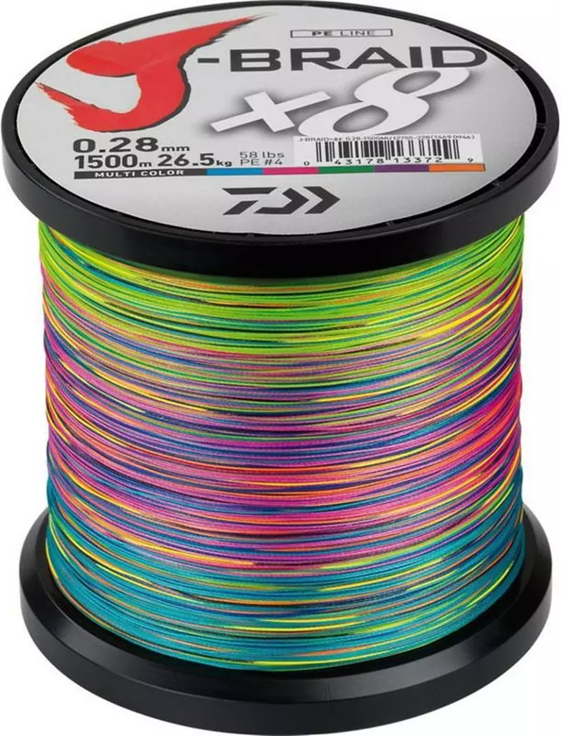 DAIWA J BRAID X8 BRAID LINE 1500m MULTI COLOUR - 120lb 1 DAIWA J BRAID X8 BRAID LINE 1500m MULTI COLOUR - 120lb