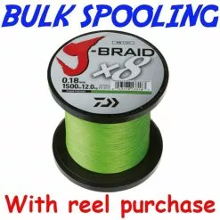 BULK SPOOL UP - DAIWA J BRAID X8 BRAID LINE CHARTREUSE - PER 150yds - 65lb