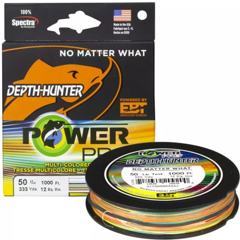 POWER PRO DEPTH HUNTER BRAID LINE 333yds MULTI COLOUR - 80lb 1 POWER PRO DEPTH HUNTER BRAID LINE 333yds MULTI COLOUR - 80lb