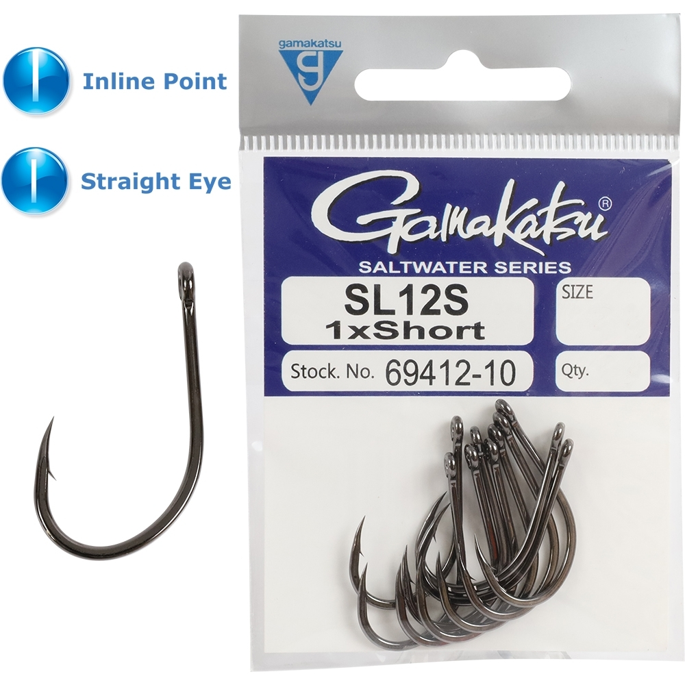 GAMAKATSU SL12S SHORT BIG GAME HOOK PACK - 1 1 GAMAKATSU SL12S SHORT BIG GAME HOOK PACK - 1