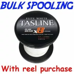 BULK SPOOL UP - TASLINE ELITE X8 PURE BRAIDLINE WHITE - PER 100yds - 80lb - PE 8
