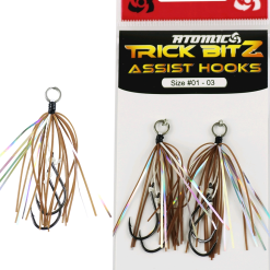 ATOMIC TRICK BITZ ASSIST HOOKS - BROWN/ SILVER - Size 8