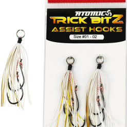 ATOMIC TRICK BITZ ASSIST HOOKS - WHITE/ GOLD - Size 8